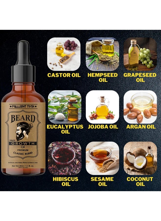 Fulllight Tech Beard Oil for Men Fast Growth and Soft Beard with Natural Beard Growth Oil for Men Nourishes and Strengthens Uneven Patchy Beard Fix - (Pack of 1, 30ml)