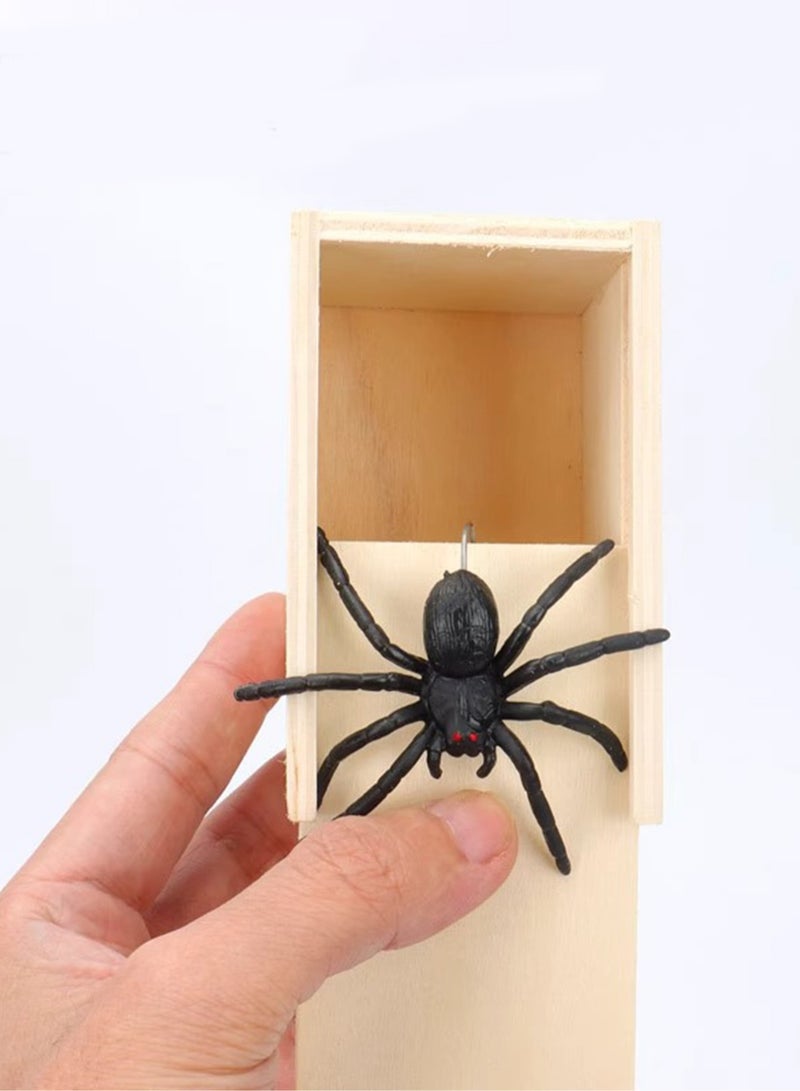 Scare The Spider Wooden Box Spoof Gift Scary Surprise Tricky Toy  - Image 2