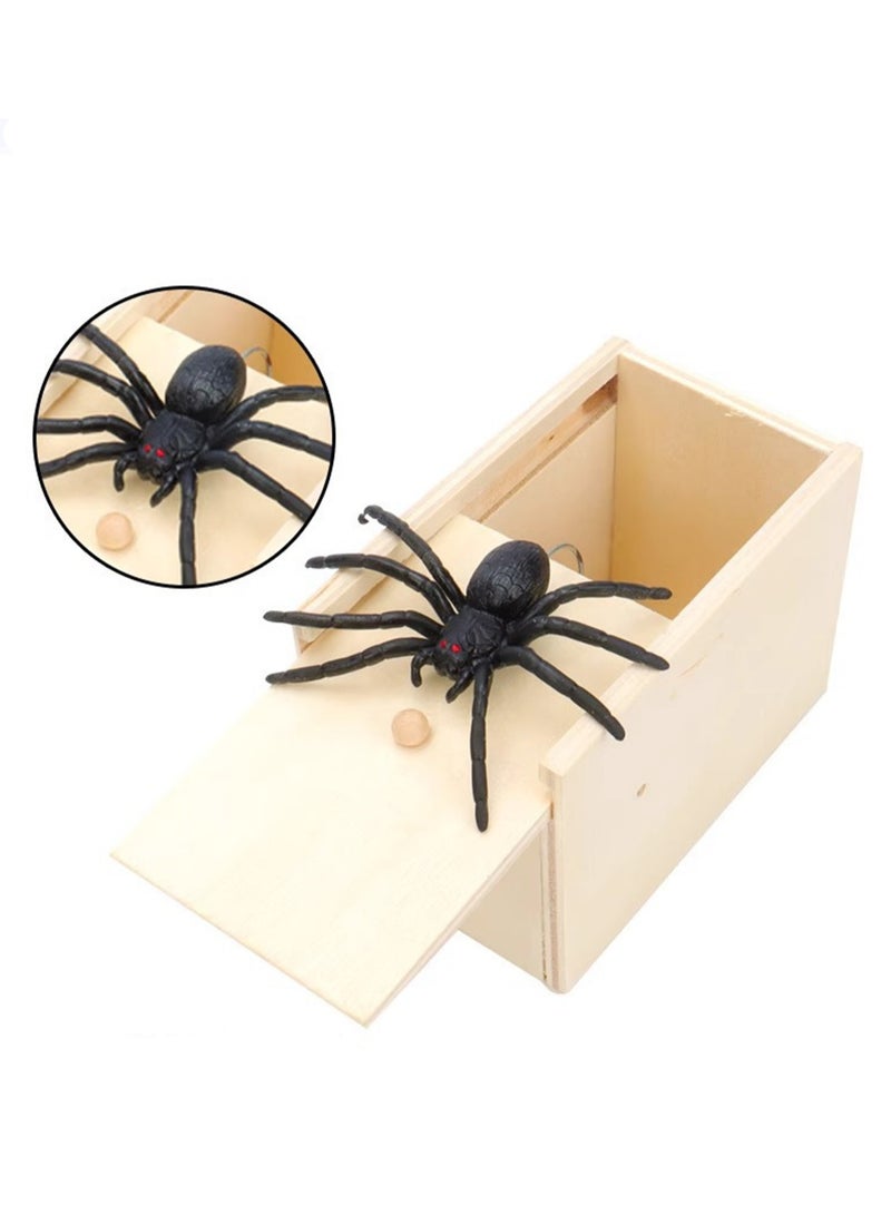 Scare The Spider Wooden Box Spoof Gift Scary Surprise Tricky Toy  - Image 3