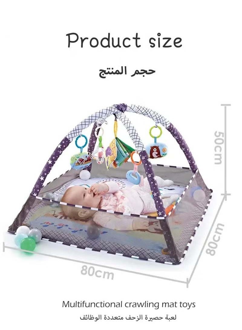lanthour Baby Gym Play Mat, Tummy Time Play Mat with 5 Hanging Toys and 18 Ocean Balls for Sensory and Motor Skill Development, Non-Slip Washable Play Mat for Babies 0-36 Months - Image 4