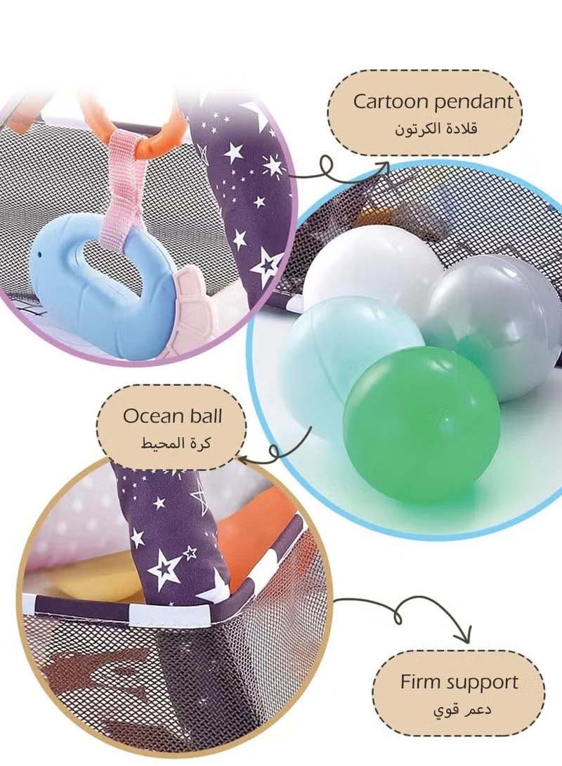 lanthour Baby Gym Play Mat, Tummy Time Play Mat with 5 Hanging Toys and 18 Ocean Balls for Sensory and Motor Skill Development, Non-Slip Washable Play Mat for Babies 0-36 Months - Image 3
