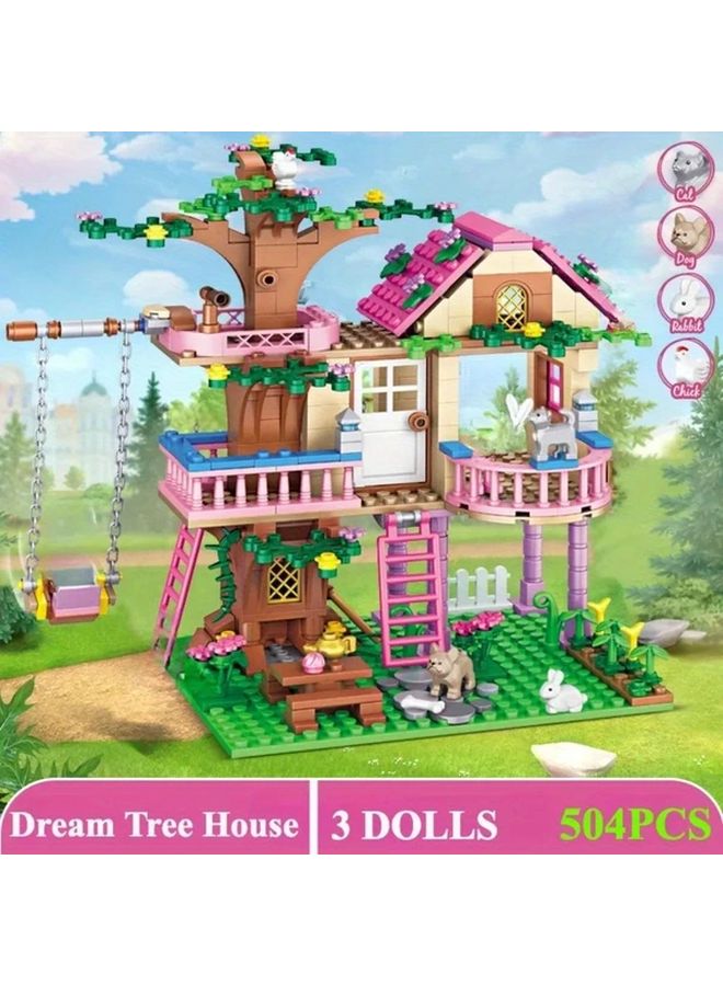Friends Tree House Building Blocks Set 504PCS with Figures Swings and Playground Accessories - Image 2