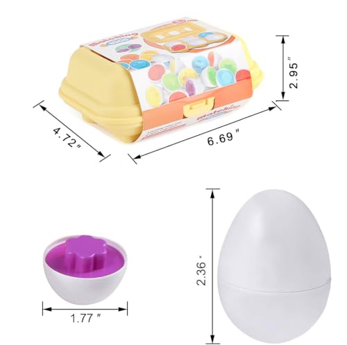 Hhyn Color Shape Matching Eggs for Toddlers Preschool Learning Educational Sorting Easter Eggs Toys Gift Recognition Skills for Kids Boys Girls 6 Eggs - Image 5