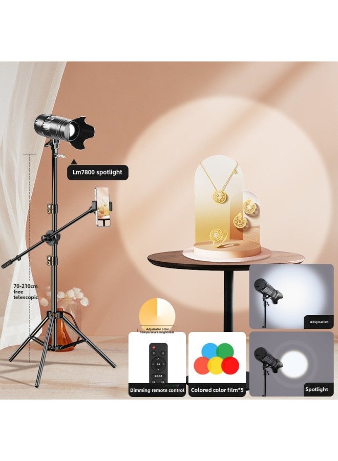 Special Hair Lamp In The Live Broadcast Room Live Overhead Atmosphere Spotlight Gods Girl Hair Lamp Contour Fill Light-Specifications:LM7800 Three-color Fixed Aperture (5-color Film) 2m Floor-to-floor Overhead Bracket  - Image 1