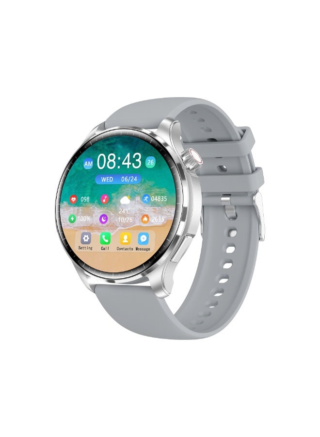 RollsTimi  Smart Watch for Men & Women, Bluetooth Call Function (Answer/Make Calls), 1.6" Clear Display with IP68 Waterproof, Multi-Sports Modes Fitness Tracker with Sleep Monitor & Pedometer, Outdoor-Compatible Smartwatch for Android iOS, Silver Silicone Strap - Image 1