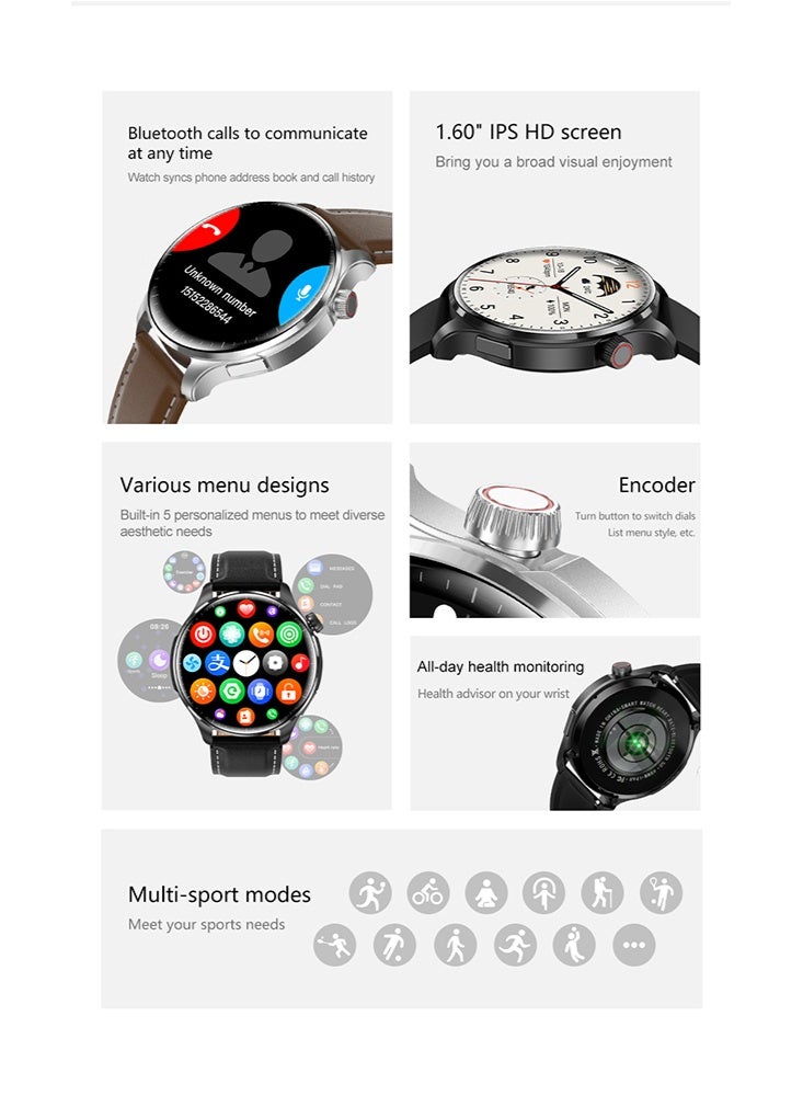 RollsTimi  Smart Watch for Men & Women, Bluetooth Call Function (Answer/Make Calls), 1.6" Clear Display with IP68 Waterproof, Multi-Sports Modes Fitness Tracker with Sleep Monitor & Pedometer, Outdoor-Compatible Smartwatch for Android iOS, Silver Silicone Strap - Image 2