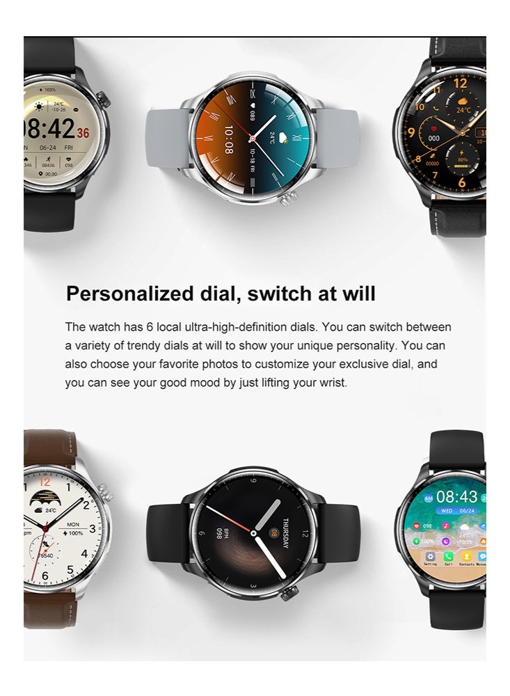 RollsTimi  Smart Watch for Men & Women, Bluetooth Call Function (Answer/Make Calls), 1.6" Clear Display with IP68 Waterproof, Multi-Sports Modes Fitness Tracker with Sleep Monitor & Pedometer, Outdoor-Compatible Smartwatch for Android iOS, Silver Silicone Strap - Image 5