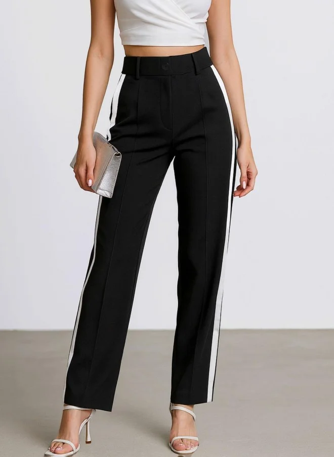 SASSAFRAS High-Rise Black Trousers for Women