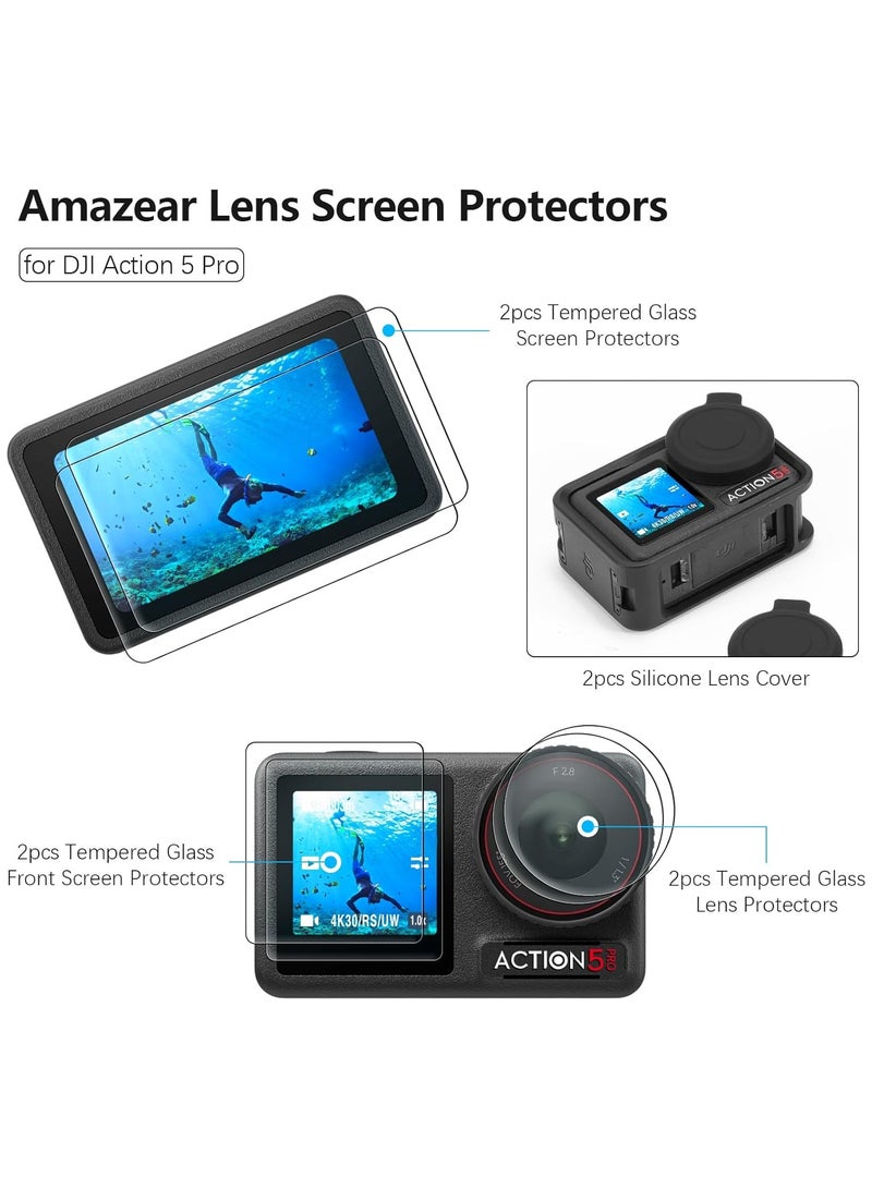 general DJI Osmo Action 5 Pro Accessory Lens Screen Protector (2 Sets - 8 Pcs), Action5 Pro Tempered Glass Screen Protector with Silicone Lens Cover, 9H, HD, Scratch Resistant, Bubble Free - Image 2