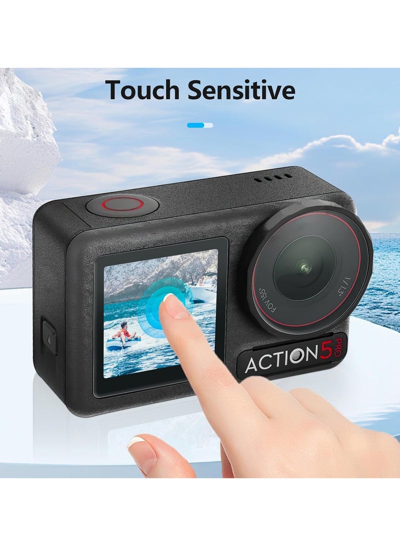 general DJI Osmo Action 5 Pro Accessory Lens Screen Protector (2 Sets - 8 Pcs), Action5 Pro Tempered Glass Screen Protector with Silicone Lens Cover, 9H, HD, Scratch Resistant, Bubble Free - Image 5