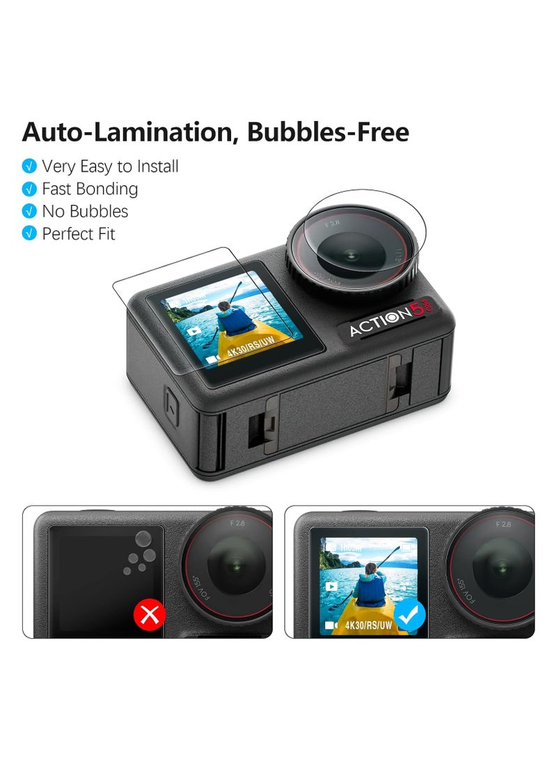 general DJI Osmo Action 5 Pro Accessory Lens Screen Protector (2 Sets - 8 Pcs), Action5 Pro Tempered Glass Screen Protector with Silicone Lens Cover, 9H, HD, Scratch Resistant, Bubble Free - Image 3