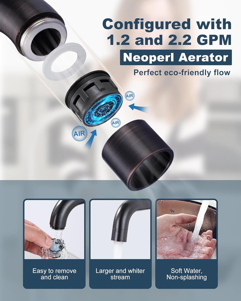 Arcora Bar Faucet Oil Rubbed Bronze: Single Hole Wet Bar Sink Faucet - Prep Sink Faucet 360 Swivel - Small Kitchen Bathroom Tap with cUPC Supply Lines - Image 5