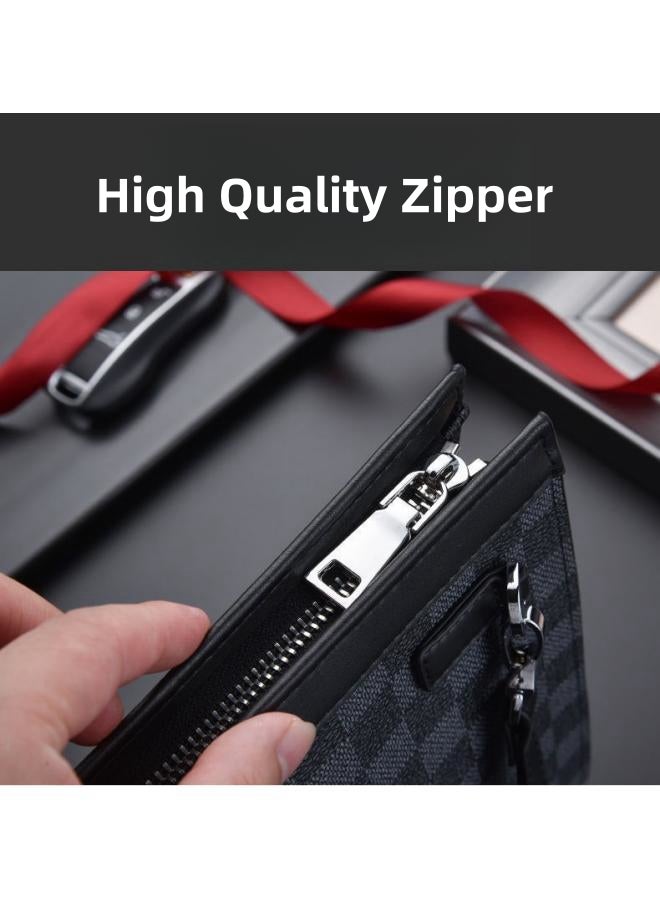Men's Business Casual Plaid Texture Clutch Bag, Large-capacity Wallet Card Holder Coin Purse Passport Bag Phone Bag, Large-capacity Gentleman Style Tote Bag Briefcase President Bag Gents Bag  - Image 4