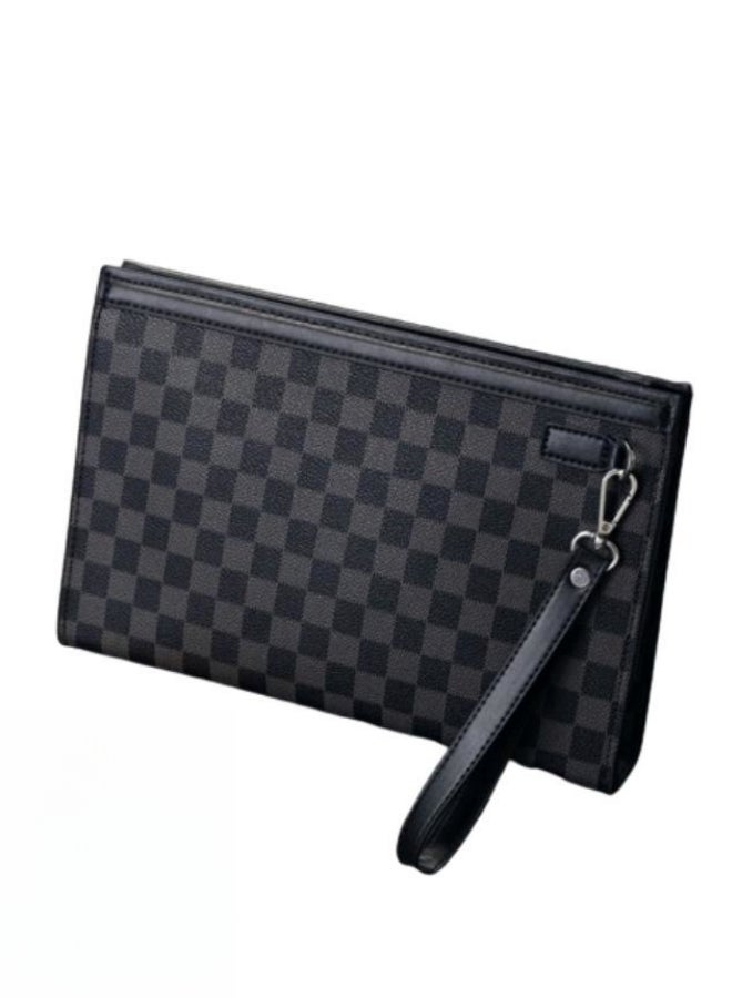 Men's Business Casual Plaid Texture Clutch Bag, Large-capacity Wallet Card Holder Coin Purse Passport Bag Phone Bag, Large-capacity Gentleman Style Tote Bag Briefcase President Bag Gents Bag  - Image 1
