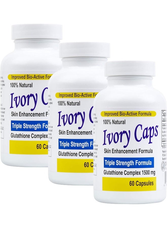 Ivory Caps (3 Pack) **Best Value**- Maximum Potency Glutathione 1500"Skin Whitening" Complex