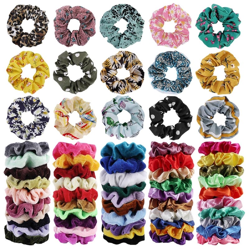 Cehomi 65 Pcs Velvet Hair Scrunchies Hair Bands for Women or GirlsElastic Soft Ponytail Holder Hair Ties for Birthday Party Thanksgiving Christmas