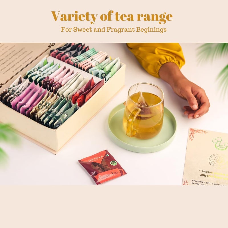 The Vedas Book Of Tea Gift Set | Assorted Tea Bags| Hamper Box | 48 Teabags | 12 Exotic Herbal Tea Blends | Corporate Gifting - Image 3