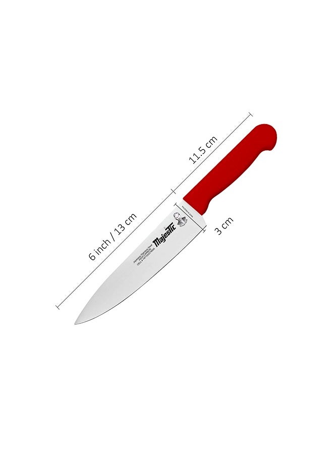 Majestic Majestic 6-Inch Chef Knife –Red, Japanese High Carbon Stainless Steel, Razor-Sharp Edge, Ergonomic Non-Slip Handle, Safe Bolster & Heel – Ideal for Precision Cutting, Chopping, Slicing & Dicing – Dishwasher Safe  - Image 4