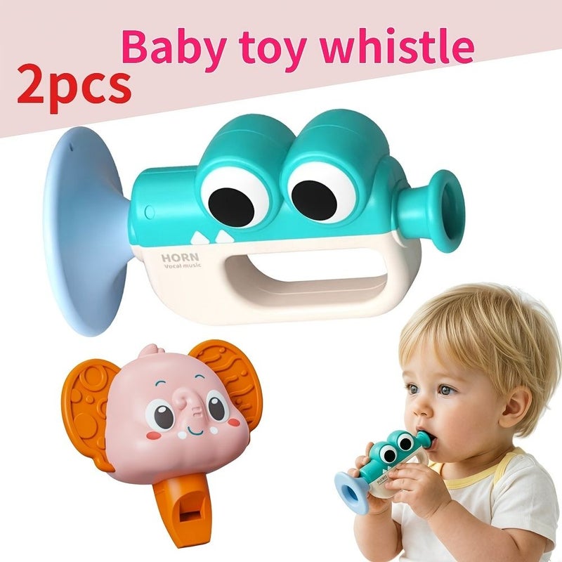 Pink Blue Manga Animal Whistle Toys 2pcs for Kids Learning Ages 0 Plus - Image 1