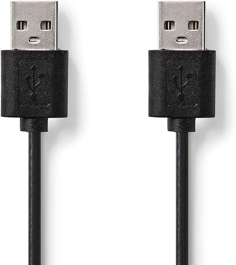 NEDIS USB Cable | USB 2.0 | USB-A Male | USB-A Male | 480 Mbps | Nickel Plated | 2.00 m | Round | PVC | Black | Hanger - Image 1