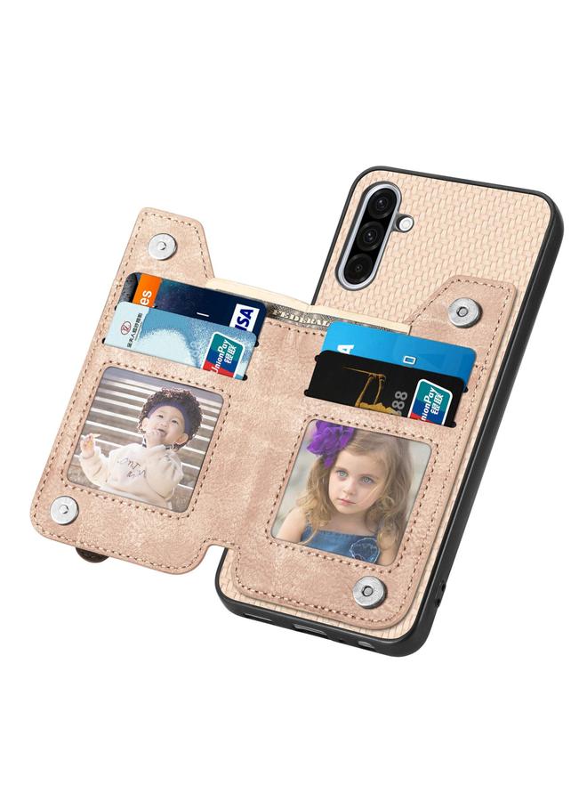 اس-توب جراب لهاتف Samsung Galaxy S25 5G مصنوع من ألياف الكربون مع محفظة وسحاب أفقي - Image 4