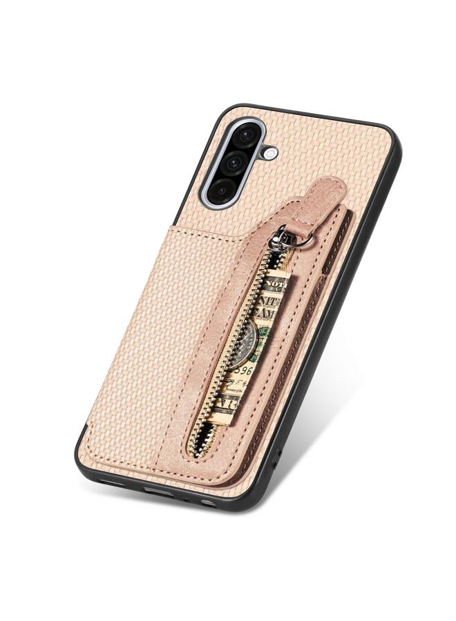 اس-توب جراب لهاتف Samsung Galaxy S25 5G مصنوع من ألياف الكربون مع محفظة وسحاب أفقي - Image 5