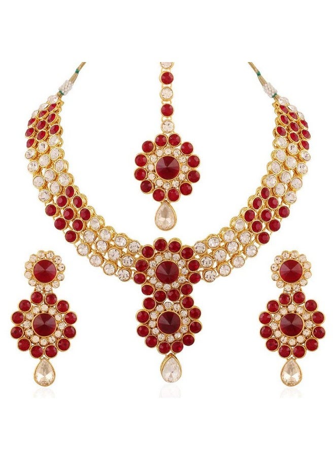 Elegant Indian Wedding Wear Faux Kundan Studded Choker Necklace With Maang Tikka Set Ethnic Fashion Jewelry For Women (Red) - pzsku/Z91CF4FB9D2F6807835BEZ/45/_/1714988424/12cdb2fb-a4c4-4820-b0e1-3c306ff35313