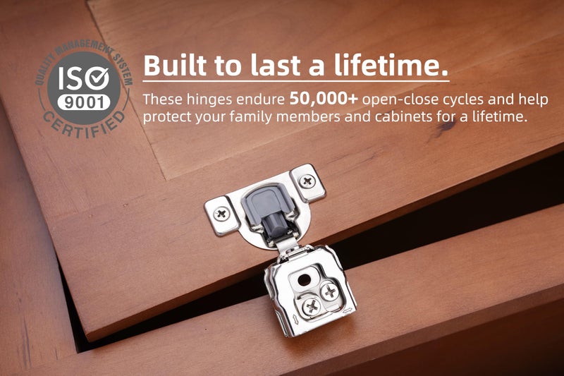 Decobasics 30 Pack Soft Close Cabinet Hinges 1-1/4"" Overlay For Kitchen Cabinet Doors Slow Self-Closing Concealed Hidden Hinges For Face Frame -Stainless Steel 3-Way Adjustable & Quiet Close Damper - Image 4