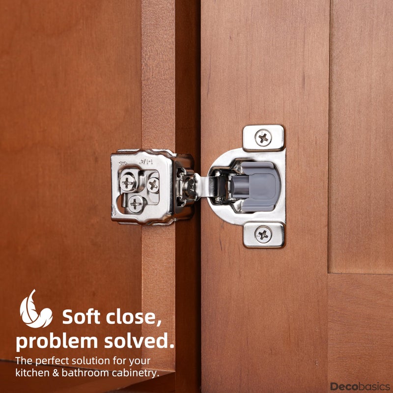 Decobasics 30 Pack Soft Close Cabinet Hinges 1-1/4"" Overlay For Kitchen Cabinet Doors Slow Self-Closing Concealed Hidden Hinges For Face Frame -Stainless Steel 3-Way Adjustable & Quiet Close Damper - Image 3