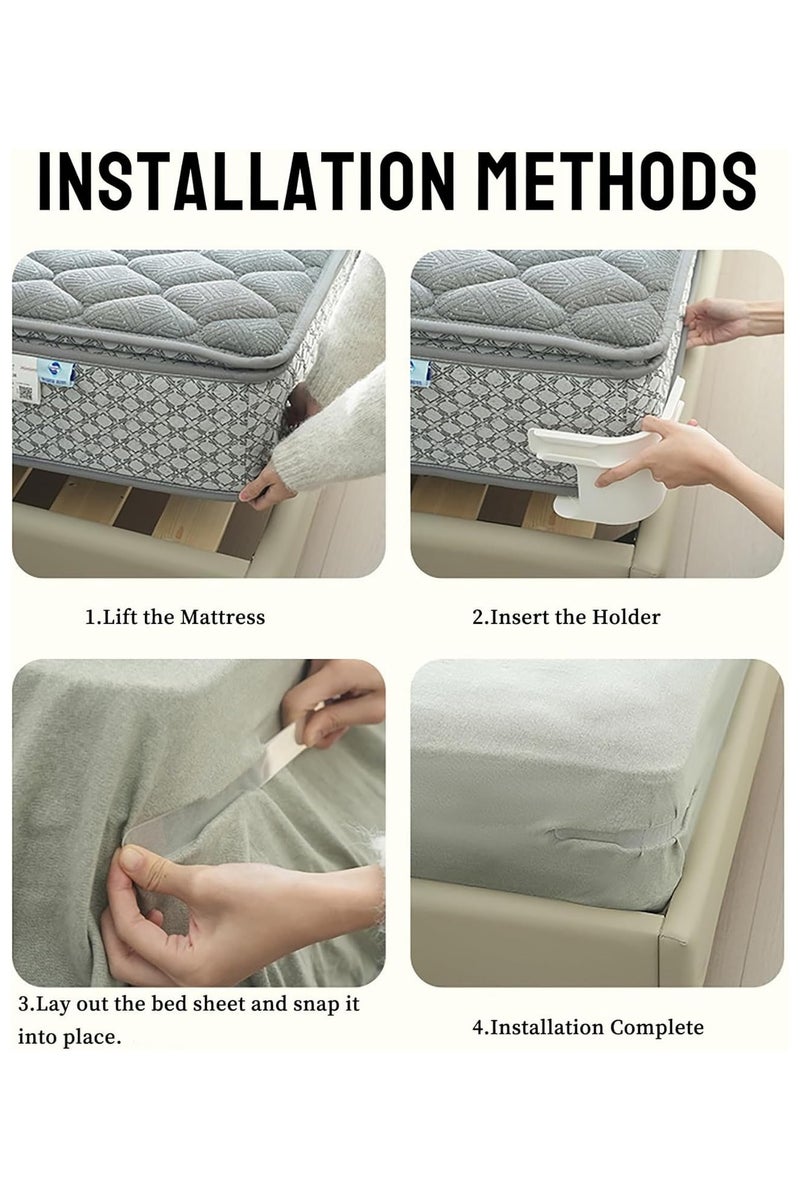 VUCATIN 4PCS Lock Sheet Holders Bed Sheet Holder for Corners Keep Sheets Firm & Bed Sheet Holder Corner Fitted Sheet Straps Fit All Mattress Size (Grey) - Image 2