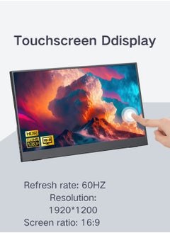 besrey  Portable Monitor Touchscreen 16inch FHD 1920P IPS 10-Point Touch Screen Monitor with Stand Cover & Speakers, HDMI USB C Eye-Care Travel External Monitor for Laptop Computer PC Phone Switch  - Image 2
