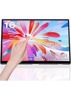 besrey  Portable Monitor Touchscreen 16inch FHD 1920P IPS 10-Point Touch Screen Monitor with Stand Cover & Speakers, HDMI USB C Eye-Care Travel External Monitor for Laptop Computer PC Phone Switch  - Image 1
