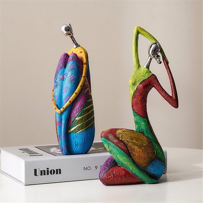 Resin Sculptures Hand-Painted Abstract Art Female Figures - Luxury Finish Versatile Decor for Home Office Modern Nordic Interior Spaces - Image 5