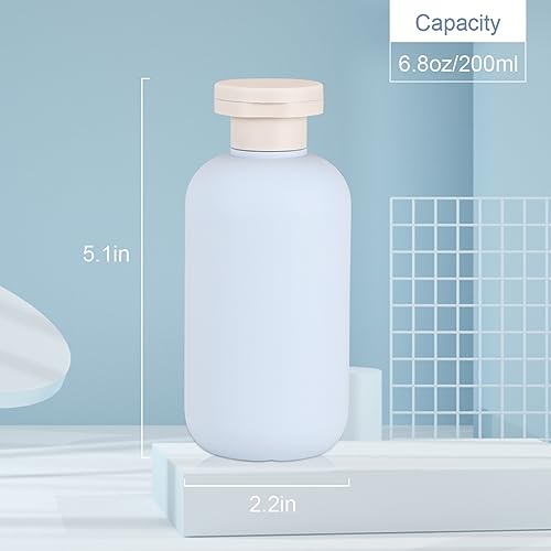 UMETASS 6.8 oz Plastic Travel Shampoo Bottles, Refillable Flip Cap Squeeze Bottles for Toiletries, Large Leakage-proof Travel Shampoo and Conditioner Container (Blue) - Image 2