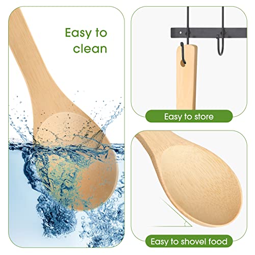 LorisArm Bamboo Rice paddle 2pcs Wooden Spoons for Serving Utensil, Wood rice scooper spoon Kitchen Utensil Set. - Image 4