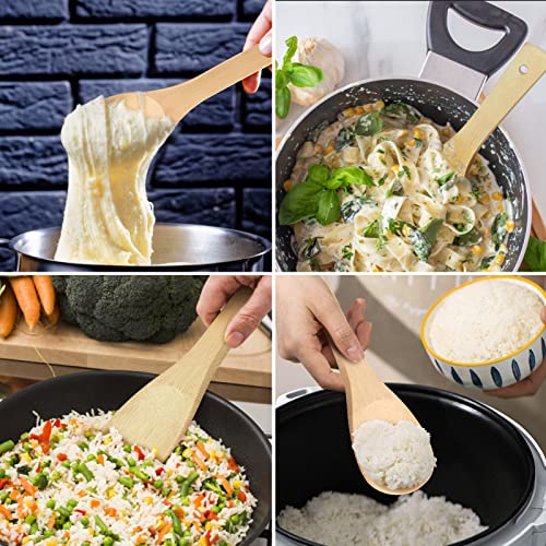 LorisArm Bamboo Rice paddle 2pcs Wooden Spoons for Serving Utensil, Wood rice scooper spoon Kitchen Utensil Set. - Image 2