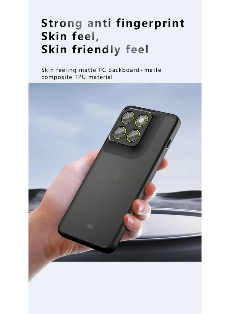 Wechdo Phone Case for Motorola Edge 70 Frosted Translucent Back Cover with Integrated Camera Lens Guard Shockproof TPU PC Hybrid Magnetic Protective Case Black - Image 5