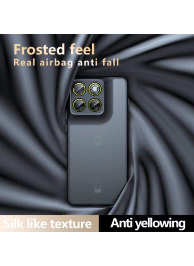 Wechdo Phone Case for Motorola Edge 70 Frosted Translucent Back Cover with Integrated Camera Lens Guard Shockproof TPU PC Hybrid Magnetic Protective Case Black - Image 3