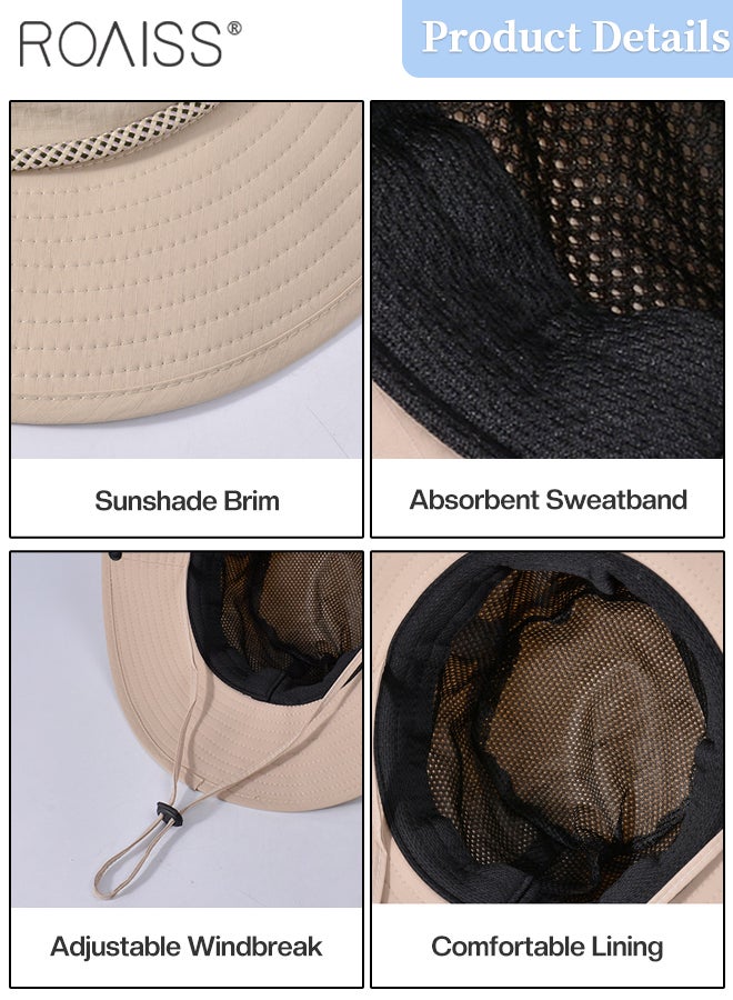 رويس قبعة شمس صيفية للأطفال سريعة الجفاف ذات حافة واسعة، قبعة دلو مقاومة للماء وجيدة التهوية مع حزام للذقن، مناسبة للأولاد والبنات من سن 4 إلى 8 سنوات للمشي لمسافات طويلة في الهواء الطلق، وتسلق الجبال، والتخييم، والحديقة - Image 5