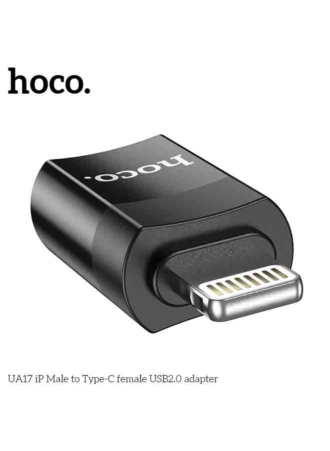 hoco. UA17 iP Male to Type-C Female USB 2.0 Adapter | Lightning to Type-C Converter for Charging & Data Sync | Connect Type-C Accessories to iP Devices | Lightweight, Plug & Play OTG Adapter for On-the-Go Use – Fast, Reliable & Durable Design  - Image 2