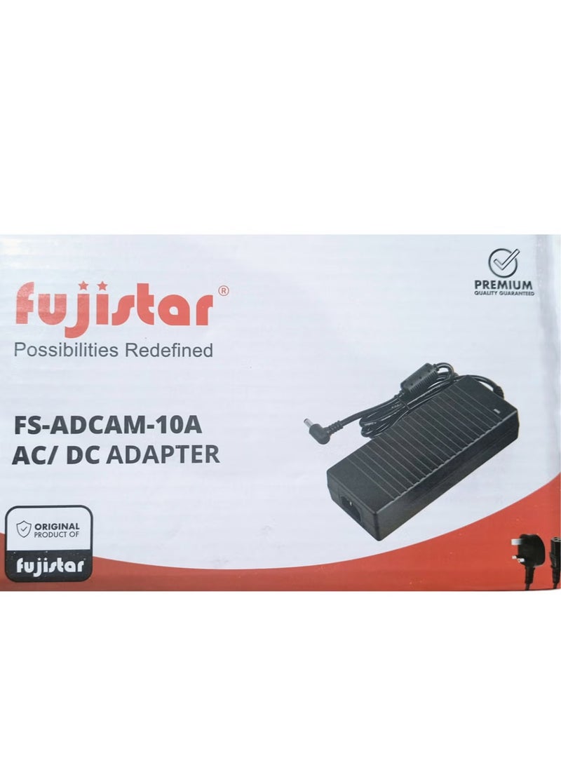 فوجي ستار FS-AD-CAM محول طاقة 10A شاحن تيار مستمر عالي الطاقة 12 فولت لكاميرات CCTV وأضواء شريط LED والإلكترونيات - Image 1