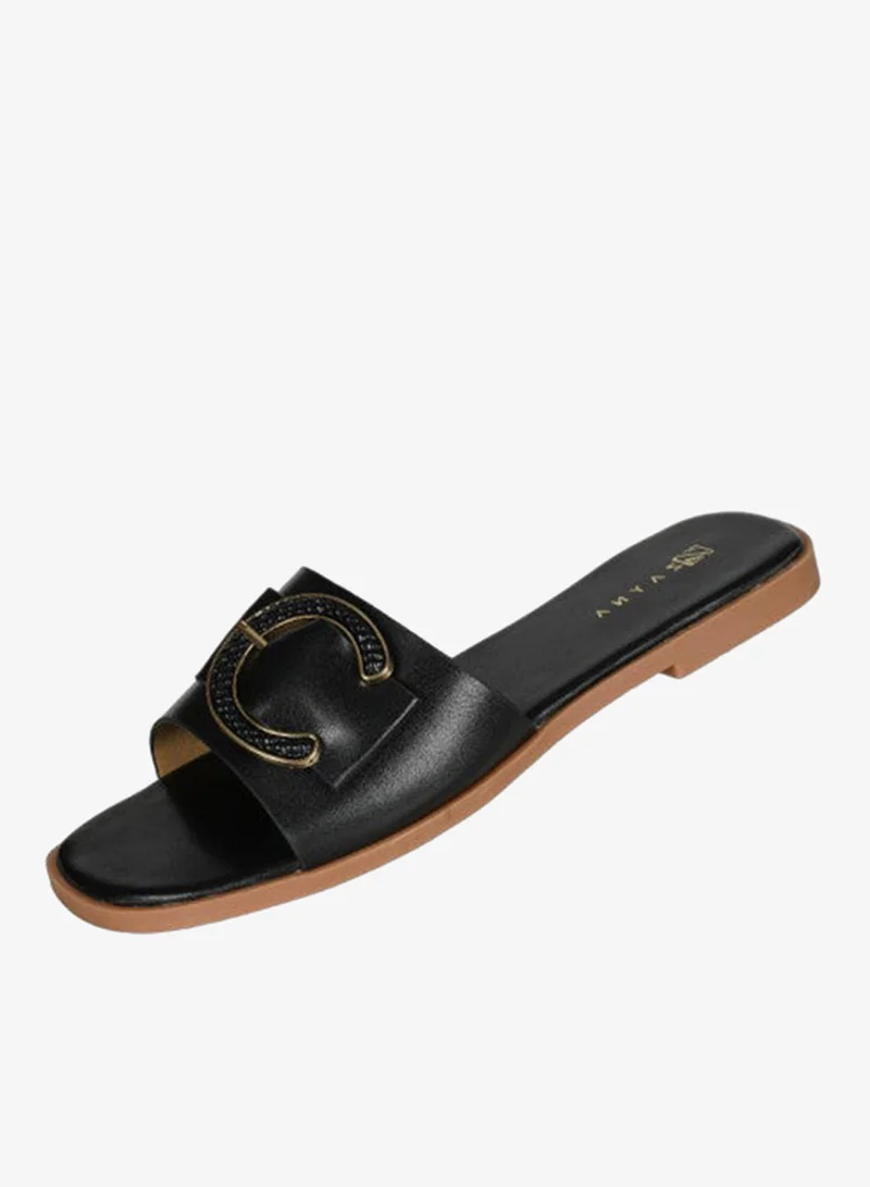 Zayna Black 221-35 Zayna Ladies  Round Toe  Sliders 2A020-3 Black for Women | Best Price UAE