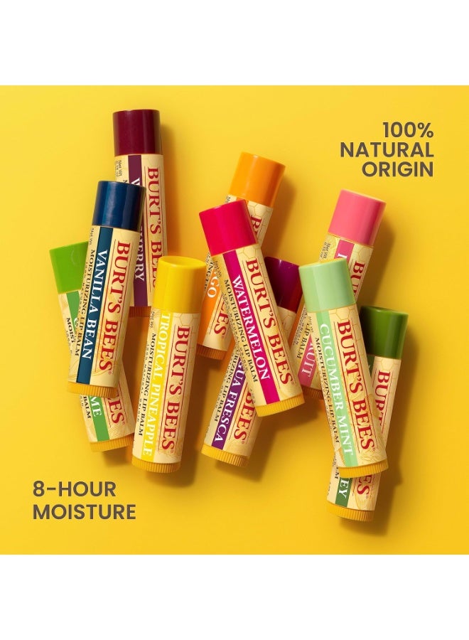 Burt's Bees Natural Moisturizing Lip Balm (Original Beeswax, Strawberry, Coconut & Pear & Vanilla Bean) With Beeswax & Fruit Extracts (Pack Of 4) 4.25g each - Image 2