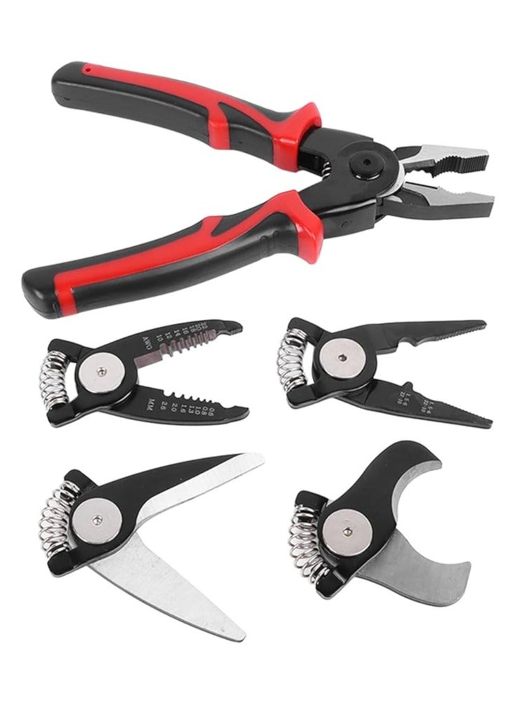 درافل مجموعة كماشة متعددة الوظائف 5 في 1 من دورافيل، مصنوعة من مادة فولاذية ممتازة، تصميم رأس قابل للفصل، تصميم مقبض مريح سهل الاستخدام لإصلاحات المنزل والمهام الإلكترونية - Image 1