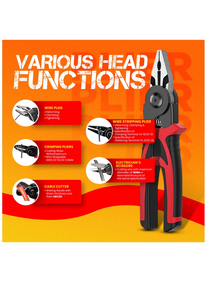 درافل مجموعة كماشة متعددة الوظائف 5 في 1 من دورافيل، مصنوعة من مادة فولاذية ممتازة، تصميم رأس قابل للفصل، تصميم مقبض مريح سهل الاستخدام لإصلاحات المنزل والمهام الإلكترونية - Image 5