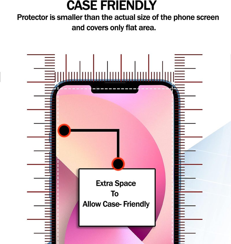 ريكنك واقي شاشة [عبوة من 3 قطع] لـ iPhone 16E / iPhone 13 / iPhone 13 Pro / iPhone 14 مقاس 6.1 بوصة، واقي شاشة من الزجاج المقوى، سماكة 0.33 مم [خالٍ من الفقاعات][مقاوم للخدش][مقاوم للكسر] - Image 4