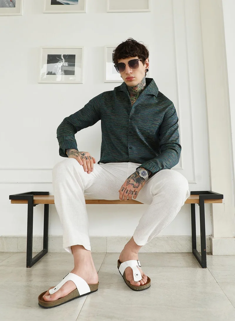 CAHOOT  Men's Textured Cotton Blend Slim Fit Shirt for Men | Best Price UAE
