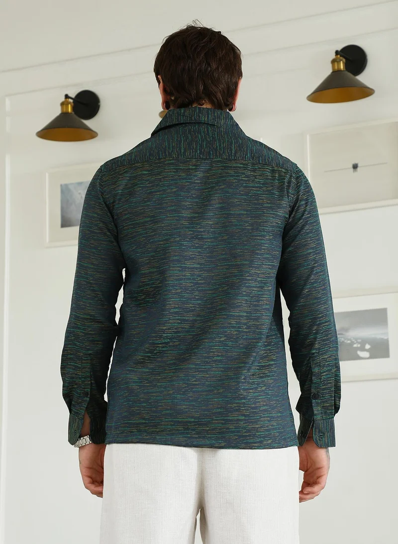 CAHOOT  Men's Textured Cotton Blend Slim Fit Shirt for Men | Best Price UAE