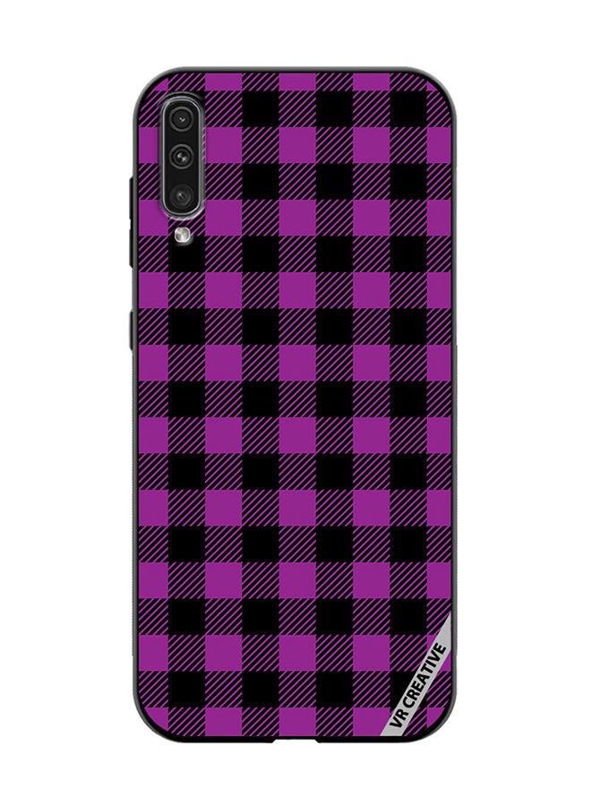 VR CREATIVE Protective Case Cover For Samsung Galaxy A50/A50s Purple And Black Chequered Design Seamless Pattern Design Multicolour - Image 1