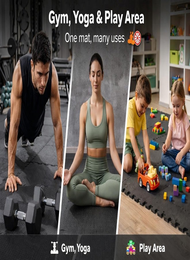 WENGTY EVA Interlocking Floor Mat for Kids Play, Gym Exercise, Prayer Room | Soft Cushion, Water Resistant, Non-Slip, Portable Multipurpose Foam Puzzle Tiles (30x30 cm, 10 Pieces) (Black) - Image 4